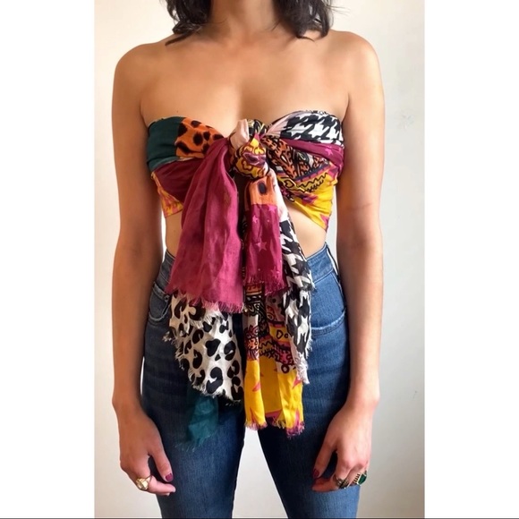 Accessories - Mixed Print Oversized Scarf . 70in x 40in. 100% Viscose. Raw hem